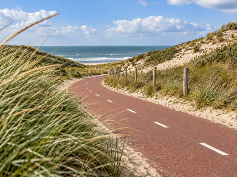 Fietspad door de duinen langs de Noordzeekust